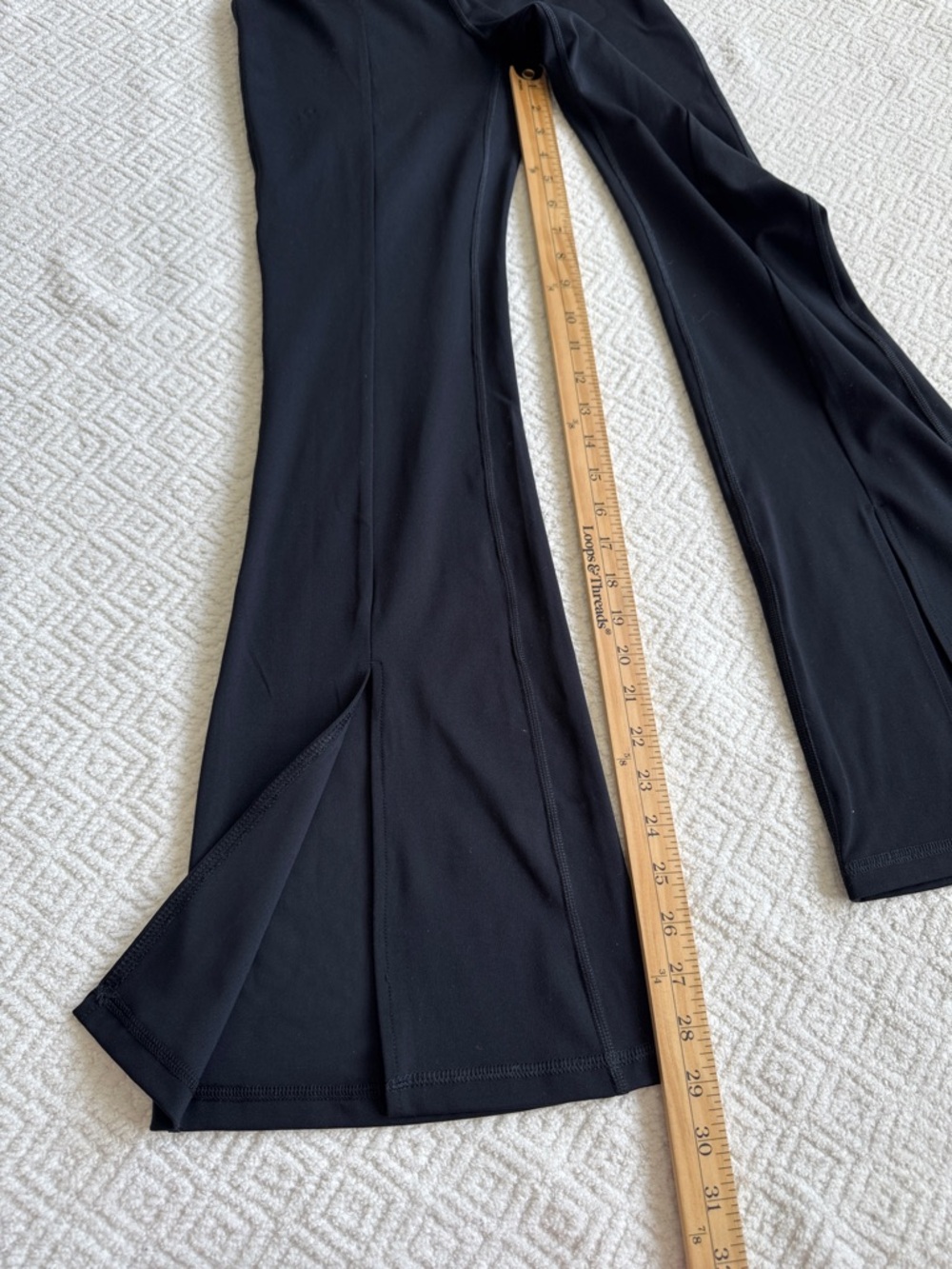 Yogalicious Black Lux Girl Friend 7/8 Flared Pants with Front Slits Sz M - Picture 7 of 9